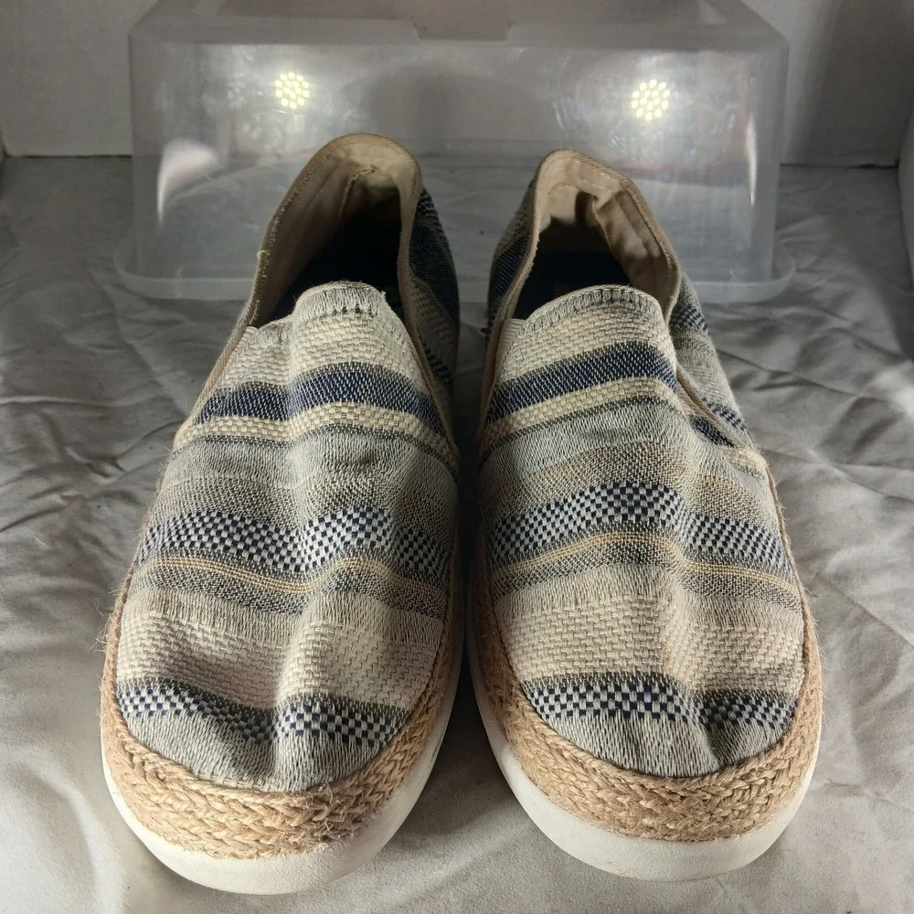 BOBS from Skechers Women's Striped‎ Espadrille Platform Slip On Shoes Size 9.5